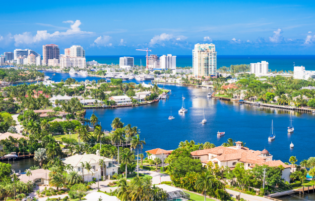 Fort Lauderdale, Florida Skyline Over Barrier Island