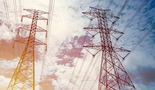 Landscape with blue skies and powerlines