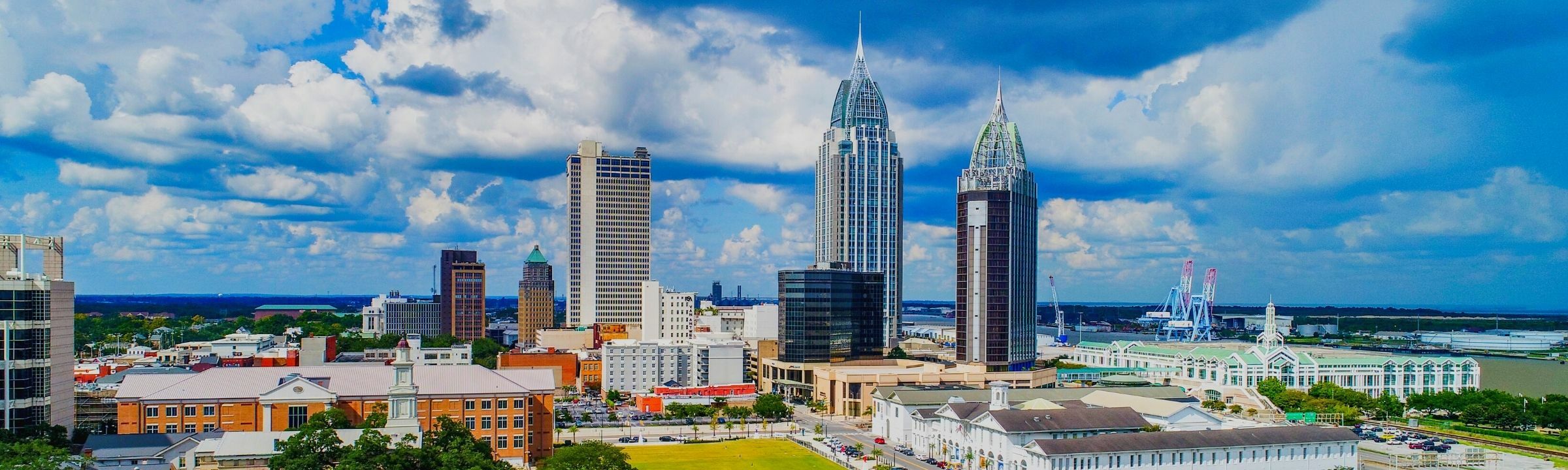 Aerial view of Mobile Alabama skyline