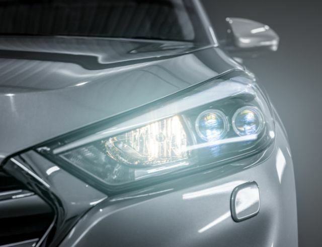 headlight of car close up